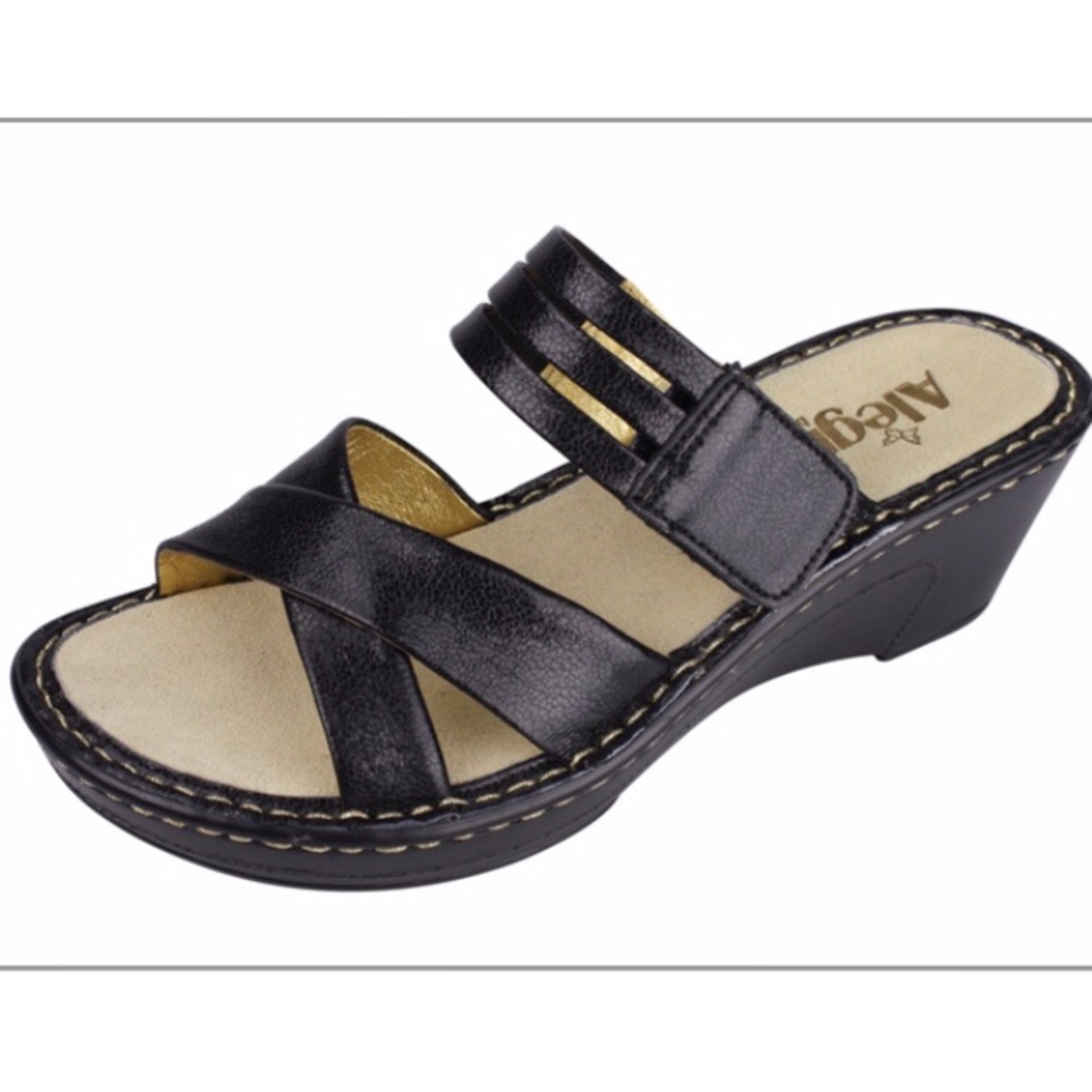 Alegria Leila Black Crackle Sandals Sz 9